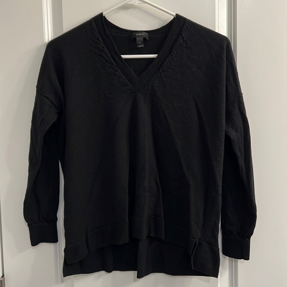 J. Crew Black Merino Wool V-Neck Sweater S